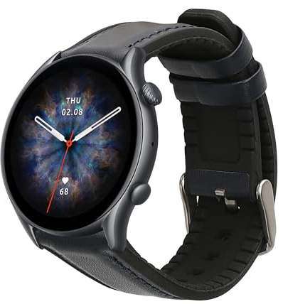 kwmobile Leder Uhrenarmband für Huami Amzfit GTR (47mm) / GTR 2 / GTR 3 / GTR 4 Armband - Ersatzarmband für Fitnesstracker mit Uhrenverschluss - Wechselarmband Smartwatch