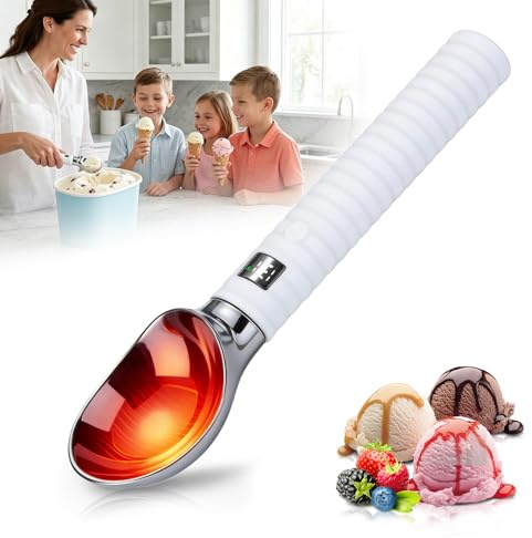Paletta per Gelato Riscaldata,Cucchiaio per Gelato Riscaldabile Elettrico con 2 Livelli di Calore 55/70°C Display LED Porzionatore per Gelato Riscaldato per Gelato Duro Artigianale,Impermeabile IP68