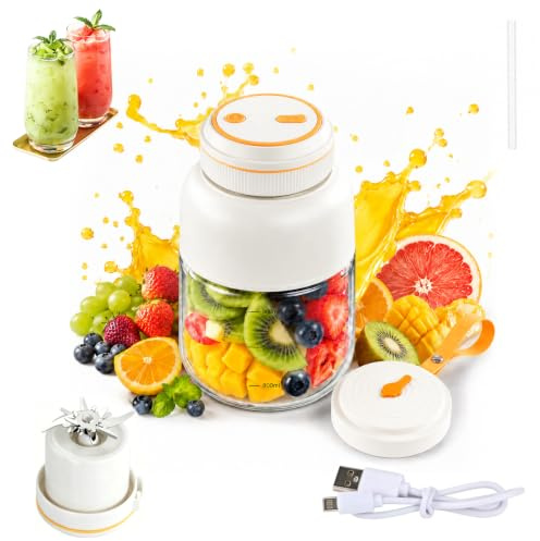Portable Wireless Juicer Cup with Dual Lid and Straw 2026 New Usb Rechargeable Juice Blender 38 Blades 3-Speed Multifunctional Food-Safe Large Capacity Juicer Bottle for Home Travel (1300Ml)