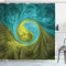 ABAKUHAUS Ying Yang Duschvorhang, Ethnisch, Stoffliches Gewebe Badezimmerdekorationsset mit Haken, 175 x 220 cm, Khaki Teal