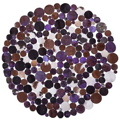 Teppich Leder braun/violett rund 140 cm Sorgun
