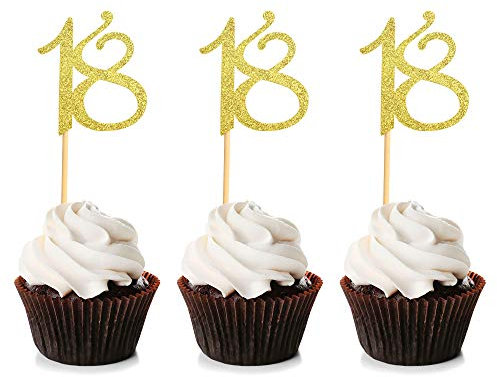 Florsol Unimall Global 24 Stück 18 Cupcake Topper zum Jubiläum 18. Geburtstag Cupcake Picks Party Dekoration