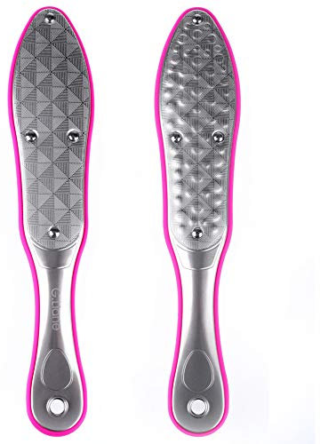 G.Liane Foot File Callus Remover Professional Foot Scrubber Stainless Steel Colossal Pedicure Foot Rasp Callus Removal Double Sided Pedicure Foot Care Tool for Extra Smooth and Beauty Foot (Pink)