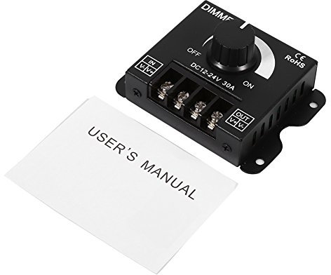 Contrôleur PWM de gradateur de commutateur de 12V-24V 30A LED, opération manuelle de gradateur de LED à intensité variable en métal pour la lumière de bande simple couleur 3.3 x 2.6 x 0.8 pouces