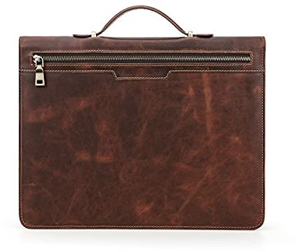 Hiram Handgemachtes italienisches Leder-Padfolio, echtes Leder A4 Business Portfolio Work Organizer Vintage Ledertasche für iPad 12.9 Multifunktions-Reißverschluss für Rechtshänder