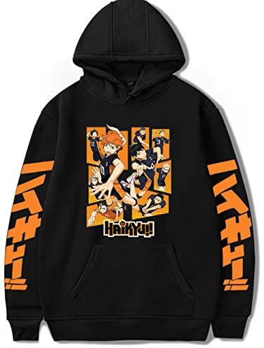 YIMIAO Mädchen Damen Up to Date Japanese Haikyuu Hoodie Casual Anime Volleyball Junior Sweatshirt Unisex Karasuno High School Kapuzenpullover Herren Pullover(S)