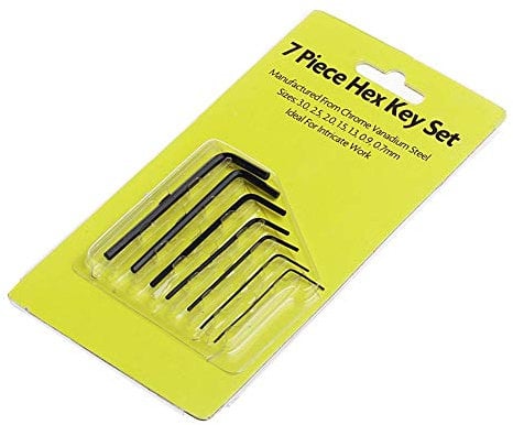 Mini-Innensechskantschlüssel-Set, 0,7 mm - 3 mm, 7 Stück