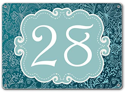banjado® Hausnummernschild personalisierbar Motiv Mandala Landschaft - Hausschild personalisiert Draußen mit Straßennamen möglich - Hausnummernschild Edelstahl versch. Motive - inkl. Montagematerial