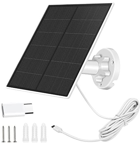 Solarpanel für überwachungskamera,5W Solarpanel Usb für DC 5V Sicherheitskamera,Micro USB & USB-C Anschluss Solarpanel,IP65 Wasserdichtes Solarladegerät für Kamera mit 360°verstellbarer