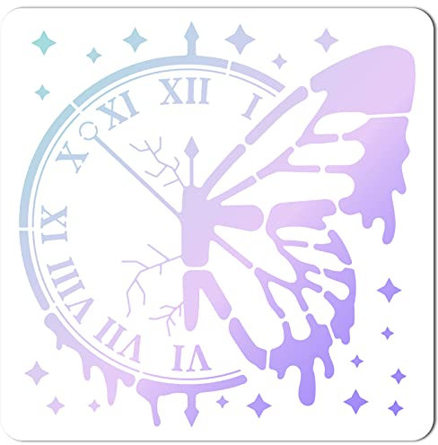 GORGECRAFT Große Schmetterlings-Schablonen, 12x12,Zoll, Wiederverwendbar, Uhr-Schablone, Schilder, Dekoration Zum Malen Auf Holz, Wand, Scrapbook, Karte, Boden, Leinwand Und Fliesenzeichnung