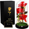 Die Schöne und das Biest Rose, 3 rote Seidenrosen in Glaskuppel mit warmem Licht, künstliche Blume, leuchtende Rose, handgefertigte Rose, Geschenk für Frauen zum Muttertag, Valentinstag, Weihnachten.