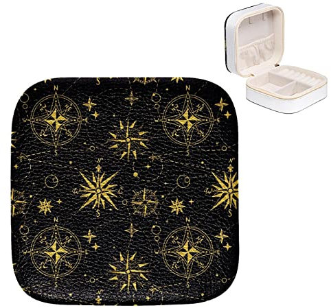 Jewelry Boxes PU Leather Small Jewelry Travel Case Compass Wind Rose