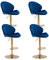 Wahson Barhocker 4er Set Barstuhl Bistrohocker mit Lehne, höhenverstellbar, Tresenhocker aus Samt und Metall, Gesteppter Küchenstuhl für Küche/Hausbar, Blau