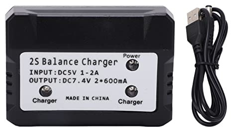 RiToEasysports Chargeur de Batterie, Chargeur D'équilibre 2S 7.4V LiPo Chargeur de Batterie pour Wltoys RC Voiture Bateau Avion Jouet Noir