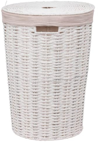 Five Wäschekorb, geflochten, Höhe 58 cm, Fassungsvermögen 40 l, Weiß