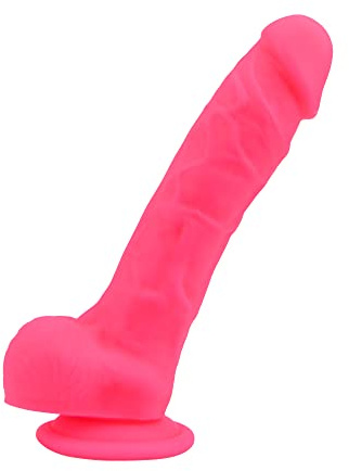 Loving Joy 8 Inch Realistic Silicone Dildo with Suction Cup and Balls Pink