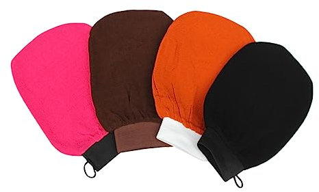 FRCOLOR Peelinghandschuh Badehandschuh Duschhandschuh 4 Stück Viskose Sanftes Körperpeeling Entfernt Abgestorbene Haut für Bad Sauna Verschiedene Farben
