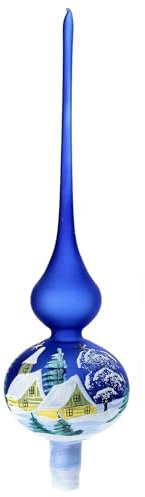 Holyart Puntale Albero Natale Dipinto Vetro soffiato 35 cm Blu
