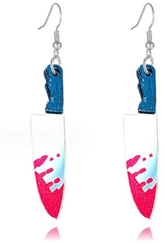 AOVNA 1 Pair Halloween Bloody Knife Dangle Earrings Horror Knife Acrylic Earrings Gothic Bloody Earrings Funny Props for Halloween Carnival Cosplay