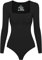 CLDFHX Langarm Bodysuit für Damen Gerippt Skims bodysuit Shapewear Bauchweg Tanga Body Sculpting Top mit Square Neck, Schwarz, M