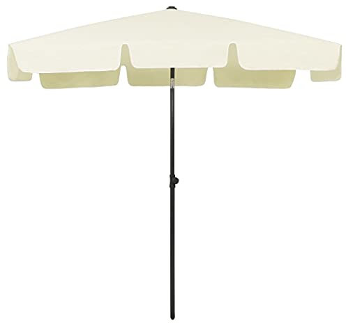 prissent Parasol de Patio Jaune Sable 200x125 cm Polyester Anti-décoloration Parasol de Plage Inclinable Parasol de Jardin Monté Support Existant ou Milieu des Tables Parasol d'extérieur