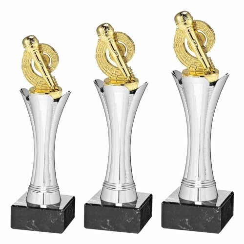Generico Coppa Trofeo Karaoke Completo di Personalizzazione (Serie Tris Oro)