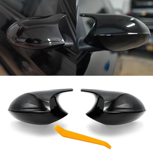 TTCR-II 2 PCS Kompatibel mit Rückspiegel Abdeckung BMW 3er E90 E91 E92 E93 Seitenspiegelgehäuse Links und Recht E87 E81 E82 E88(Glanz Schwarz)