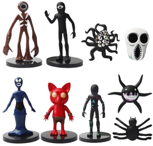 RFJYGWQM R-oblox Cake Topper, 9 PCS R-oblox Figures Set Horror Game Action Figures Model Doll Kids Birthday Cake Decoration Horror Game Cake Topper R-oblox Party Decoration