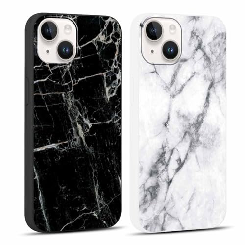 Xylota 2 Stück Handyhülle für iPhone 13 mini 5,4 Hülle, Weich Silikon Dünn TPU Bumper Case mit Aesthetic Muster Marmor, Stoßfeste Kratzfest Schutzhülle Cover für iPhone 13 mini, Schwarz + Weiß