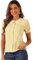 Allegra K Chemisier à Carreaux pour Femmes Contraste à Manches Courtes Bouffantes Haut Chemise à col Claudine Jaune S