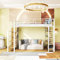 Moimhear Cama alta de 90 x 200 cm con escalera de seguridad, espacio de almacenamiento y armario pequeño, estantes, diseño de valla alta, cama individual, cama juvenil (blanco)