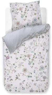 PiP Studio Bettwäsche Flores Bailando Off-White Altweiß Blau Perkal Blüten Zweige Floral Blätter Wendedesign, Größe:155 cm x 220 cm