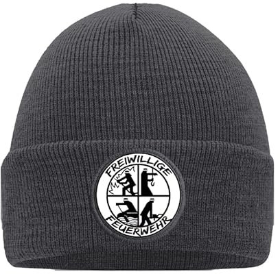 Freiwillige Feuerwehr Mütze mit stylischem Motiv - Hochwertig Bedruckt und Individuell Gestaltet Mütze Beanie Mütze Grau 02