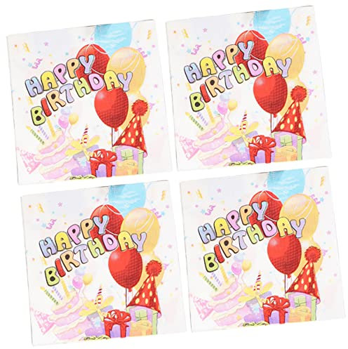 PRETYZOOM Geburtstags Cocktailservietten Saugfähig und Reißfest 80 Blatt 4 Packungen aus Papier für Kindergeburtstage und Partys