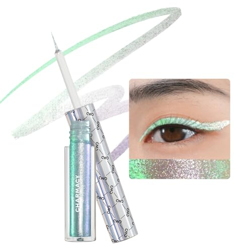 CHARMACY Chamäleon Liquid Glitter Eyeliner – hochpigmentiert, metallisch intensiv verschiebend, wasserfest, ultrafeine Spitze, langlebig, wischfest (#307)