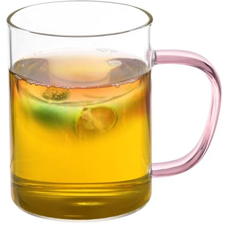 PATIKIL 500ml Glass Measuring Cup, 3.3 Borosilicate Glass Mug Liquid Cups Beaker with Pink Handle for Kitchen, Clear