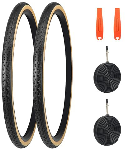 GRELiving 2er-Pack 700x35c Rennradreifen mit 3mm Pannenschutz,2X Fahrradreifen+2xSchlauch FV48mm+2X Reifenhebel 37-622 Fahrradmantel 29Zoll Road Bike Tires Set Faltreifen