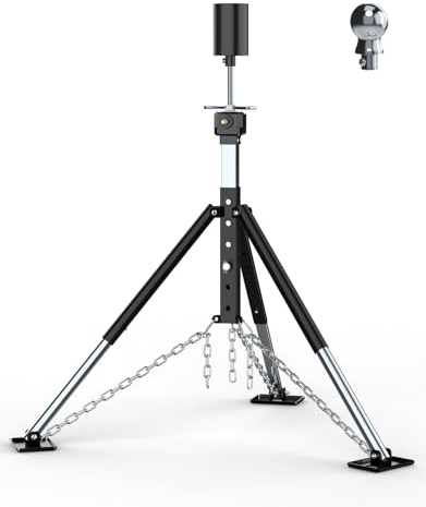 New Upgraded RV Gooseneck Camper 5th Wheel Tripod Stabilizer Jack [Extended Allow Drill Adjust], Adjustable 22.8-56.7 Fifth Wheel Tripod Stabilizer King Pin with Cup & 2-5/16 Ball, 7500 lb Load