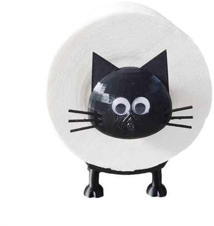 Cat Toilet Roll Holder, Funny Free Standing Bathroom Tissue Paper Holder, 3D Printed Black Cat Roll Holder, Cute Bathroom Decor