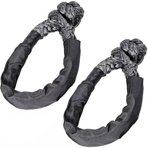 Lot de 2 manilles souples et solides - 17T - Résistance à la rupture - Corde de récupération pour le sauvetage de remorque - Gris - 12 mm x 55 cm