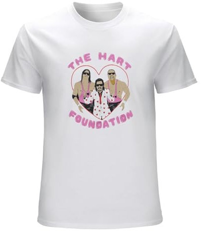 Men's The Hart Foundation Tag Team Wrestling T-Shirt Sport Tee White L