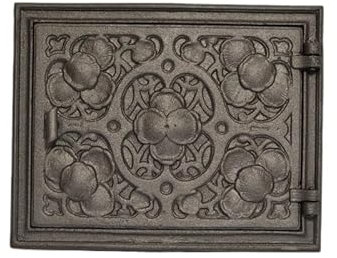 Gusseisen Kaminofen Tür, Handgefertigte, Hitzebeständig 800°C – Vintage Metall Ofentür, Pizzaofen Tür, Feuerschale Tür, Antike Gusseisen Tür, 32,5 x 25,5 cm, Premium Feuer Tür - (Graphit)