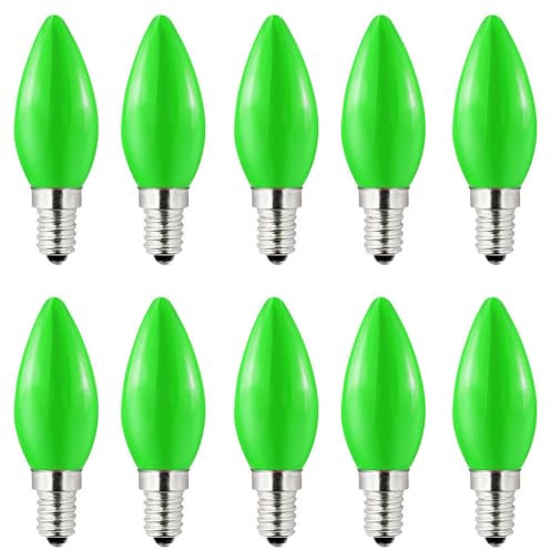 HUAMu 1W E14 Farbige LED Glühbirne, für AC220-240v, 10W Glühbirnen-Ersatz, für Halloween, Weihnachten, Festival Licht, Bar, Festival Farbbirn dekorative Lichter,Grün