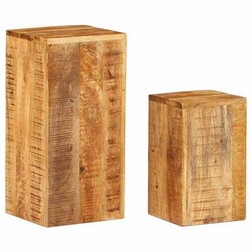 Lauuoeriau Furniture Item home Plant Stands 2 pcs Solid Mango Wood-Furniture
