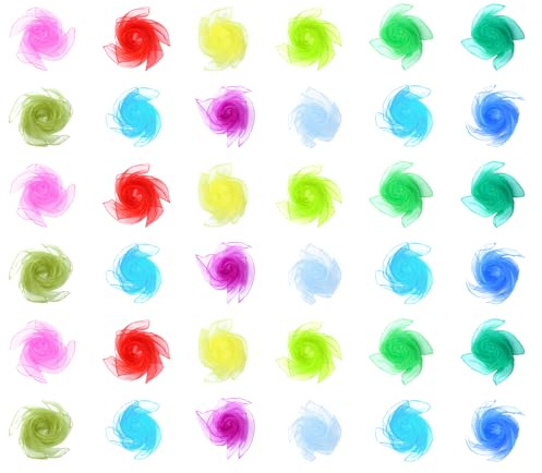 PLLYPE 36 Stück Jongliertücher, 60×60cm Chiffontücher, Bunte Tücher Baby, Chiffontücher Gymnastiktücher für Kinderaufführungen wie Tanz Kinderfeste Sinnesaktivitäten(12 Farben)