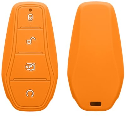 kwmobile Key Fob Cover for BYD Atto 3 / Sealion / Han / Tang / Dolphin / Seal Cover - Protective Car Key Case - Soft Anti-Slip Shell - Scratch Resistant - Fruity Orange