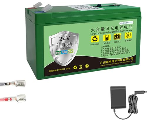 HJGHY 24V,8Ah, 24V 10Ah 12Ah 6Ah 8Ah Lithium Battery Portable Power Station 2000+ Deep Cycles Lithium Batteries with Charger for Fishfinder Lighting Power Wheels Lighting Lawn Mower