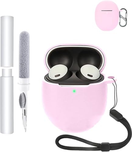 Silikon Hülle für Google Pixel Buds 2a Ohrhörer – Stoßfest, toergy Wasserdicht, Weich & Langlebig, mit Lanyard, Schlüsselanhänger & Reinigungstool, Rosa