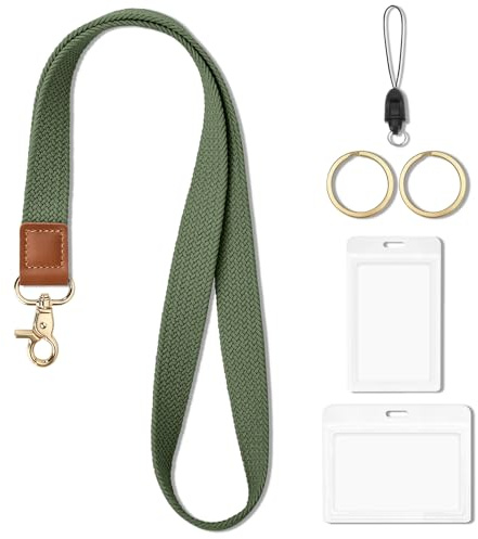 CHUQING Ausweishülle mit Band Schlüsselband zum Umhängen Militärgrün | Polyester-Lanyard mit Kartenhüllen. Zum Tragen von Ausweisen, Zutrittskarten und Schlüsseln, ideal für Büro und Kreuzfahrt