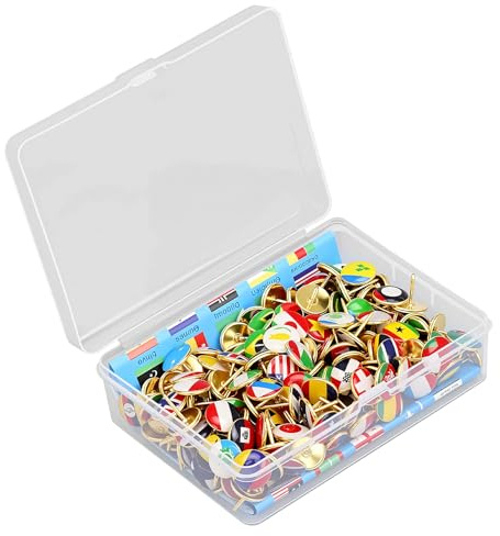 200 Pièce Punaises Drapeaux Nationaux épingles avec Boîte,épingles en Acier Robuste Carte Monde,National Push Pins,pour Tableau d'affichage,Carte